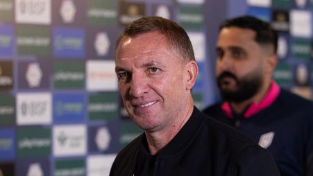 Al Qadsiah manager Brendan Rodgers arrives for Eastern Derby v Al Ettifaq
