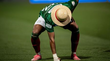 Al Ettifaq's Khalid Al Ghannam celebrates goal v Al Fateh