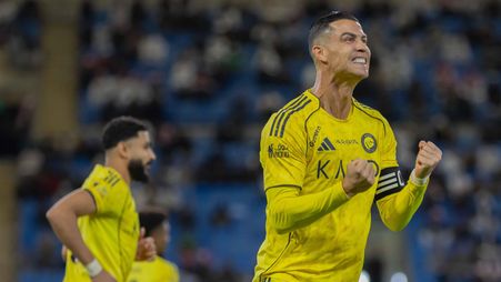 Al Nassr captain Cristiano Ronaldo celebrates opener at Al Najmah