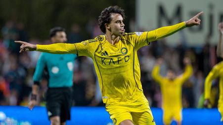 Joao Felix celebrates Al Nassr goal at Al Fayha