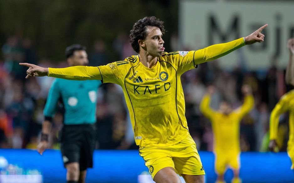 Joao Felix celebrates Al Nassr goal at Al Fayha