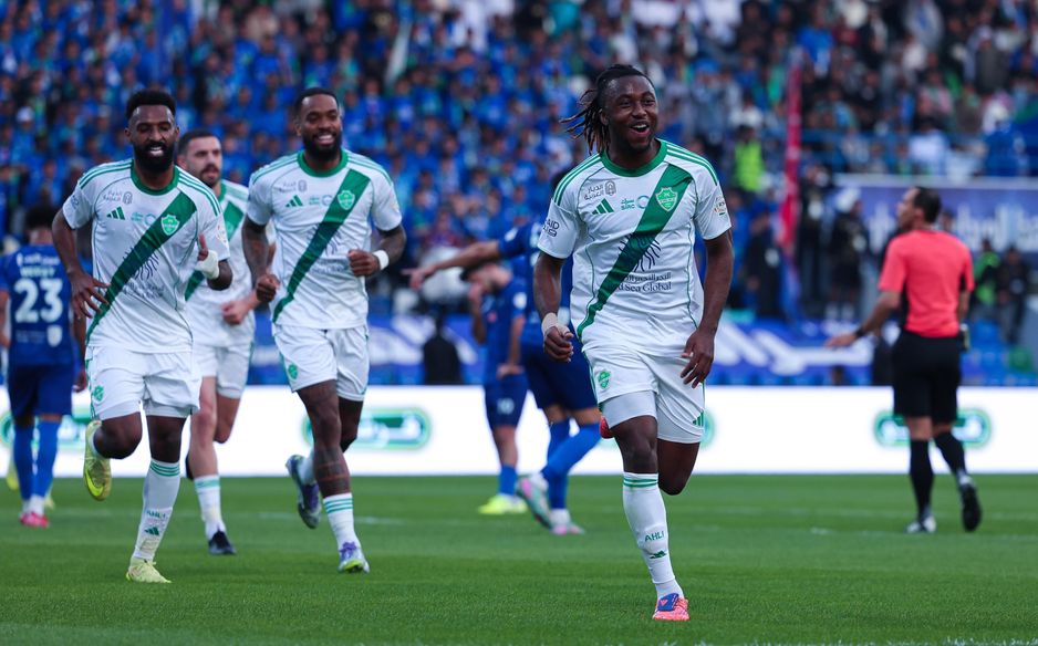 Valentin Atangana scores for Al Ahli at Al Fateh - his debut RSL goal