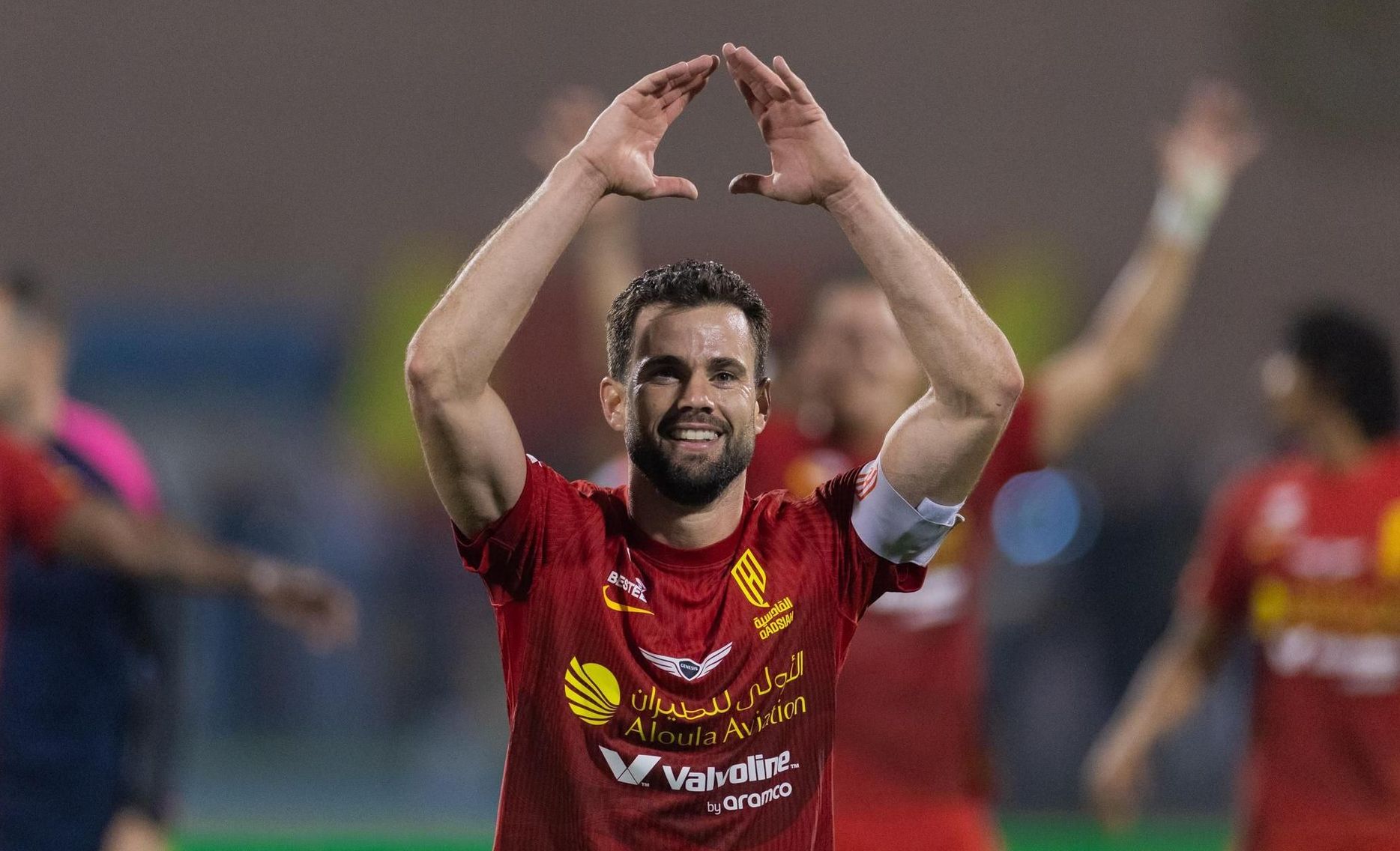 Al Qadsiah captain Nacho celebrates dramatic win v Al Ahli