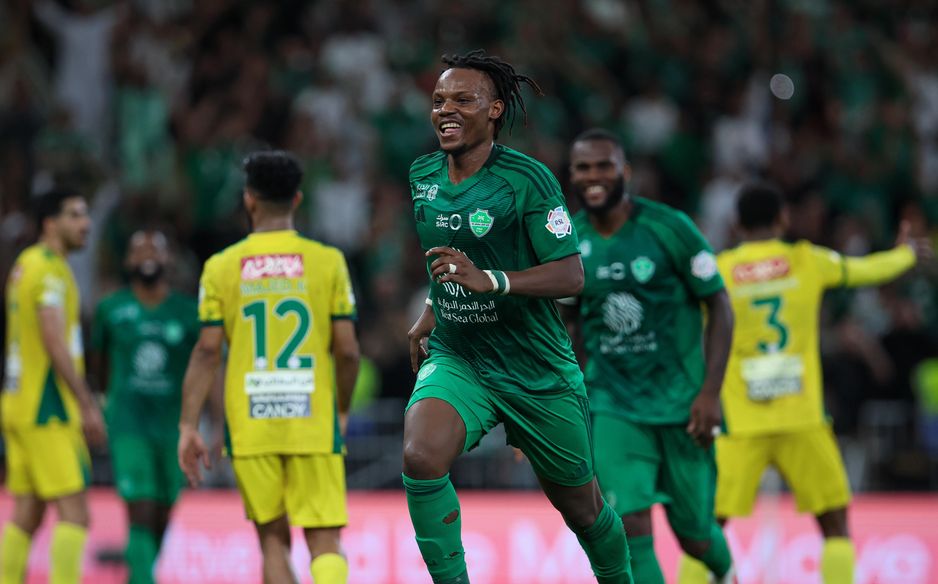 Al Ahli defender Rayan Hamed scores v Al Khaleej