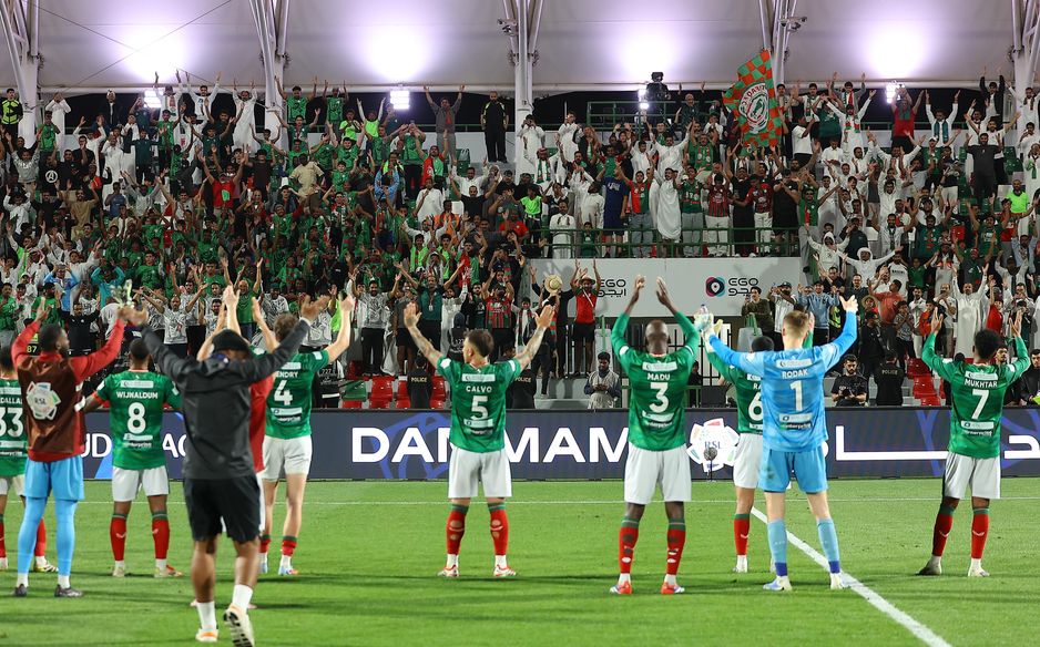 Al Ettifaq celebrate Eastern Derby victory v Al Qadsiah with their fans