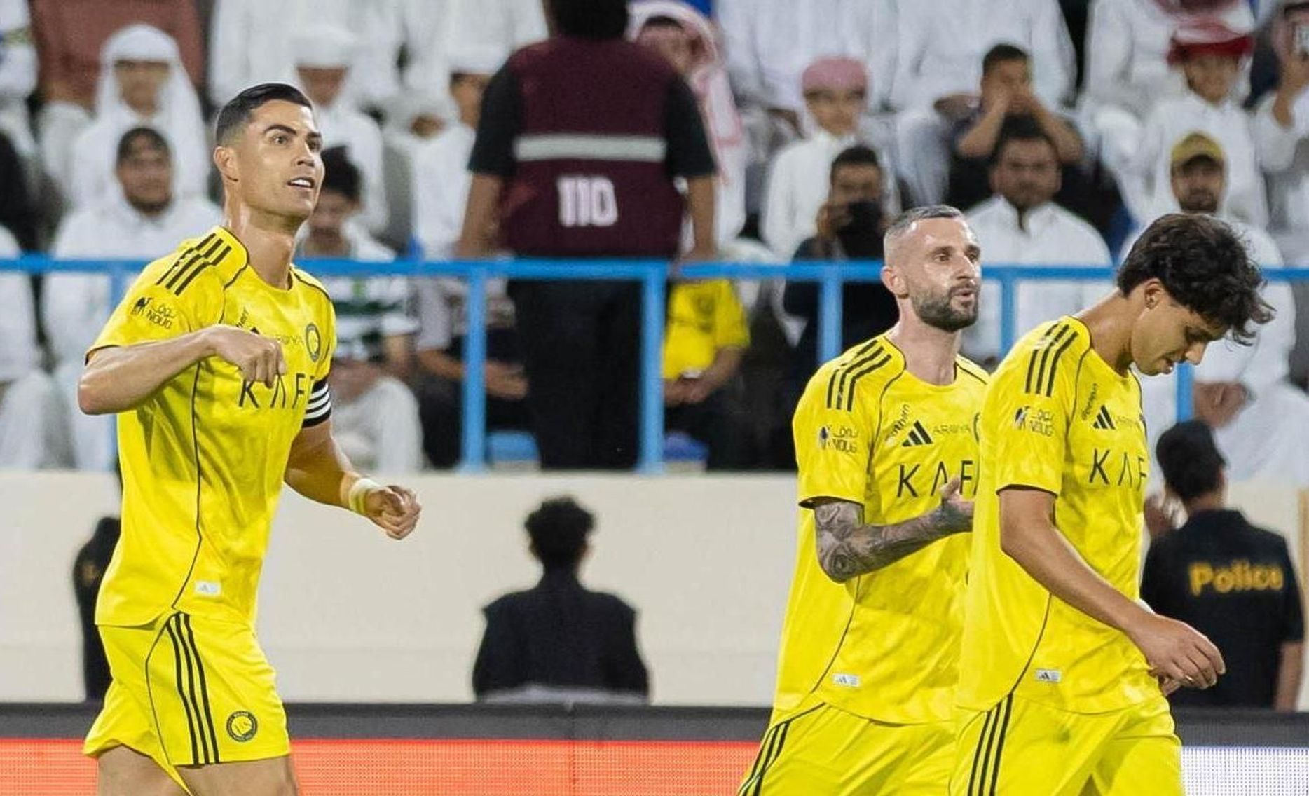 Al Nassr captain Cristiano Ronaldo scores at Al Okhdood