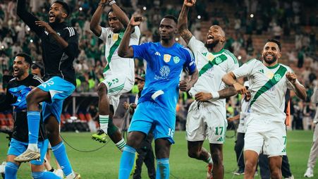 Al Ahli celebrate win v Vissel Kobe in Asian Champions League Elite semi-final