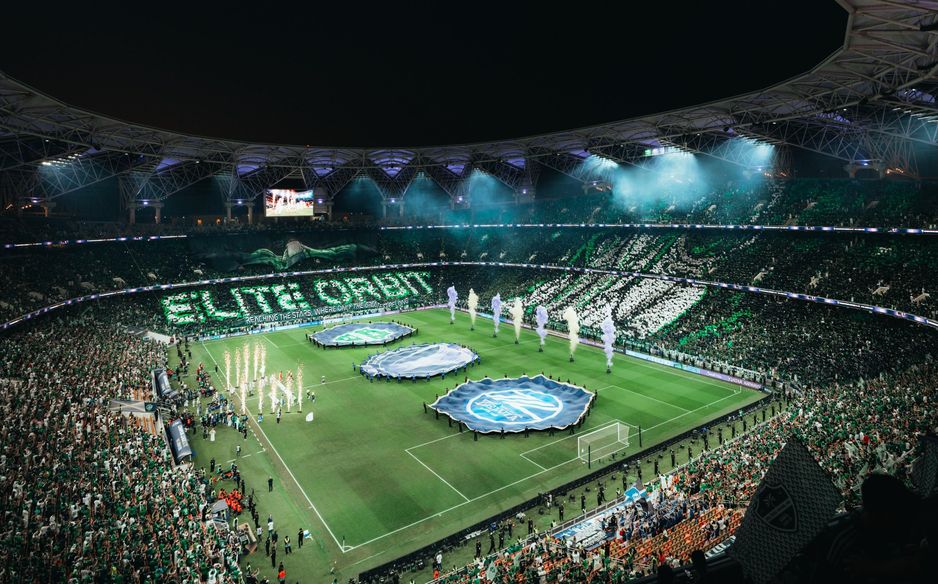 The Al Ahli fans display an incredible tifo before AFC Champions League Elite final v Machida Zelvia