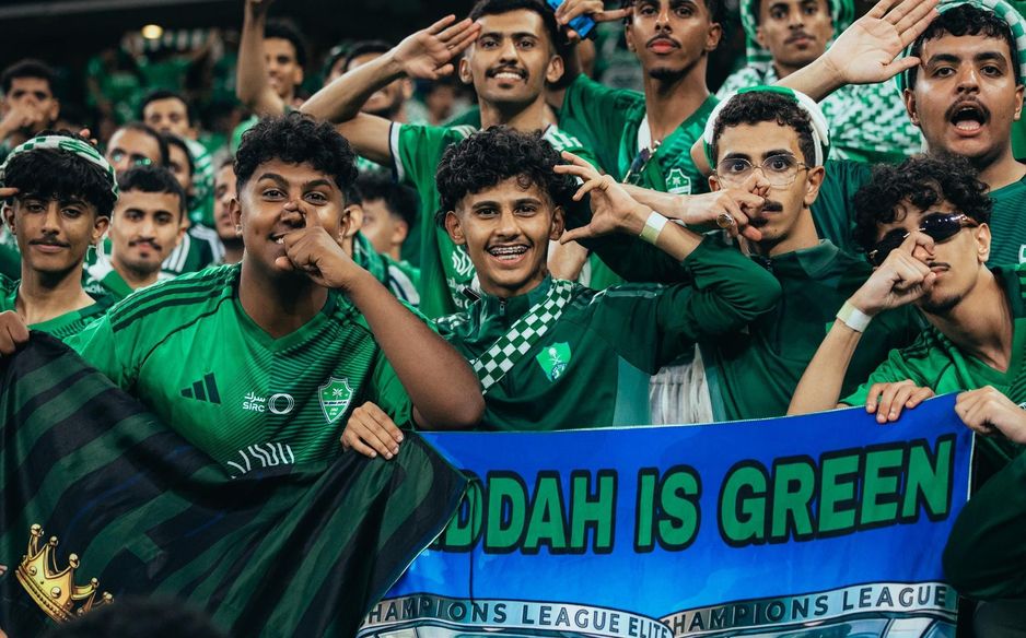 Al Ahli fans painting Alinma Stadium green during AFC Champions League Elite final v Machida Zelvia