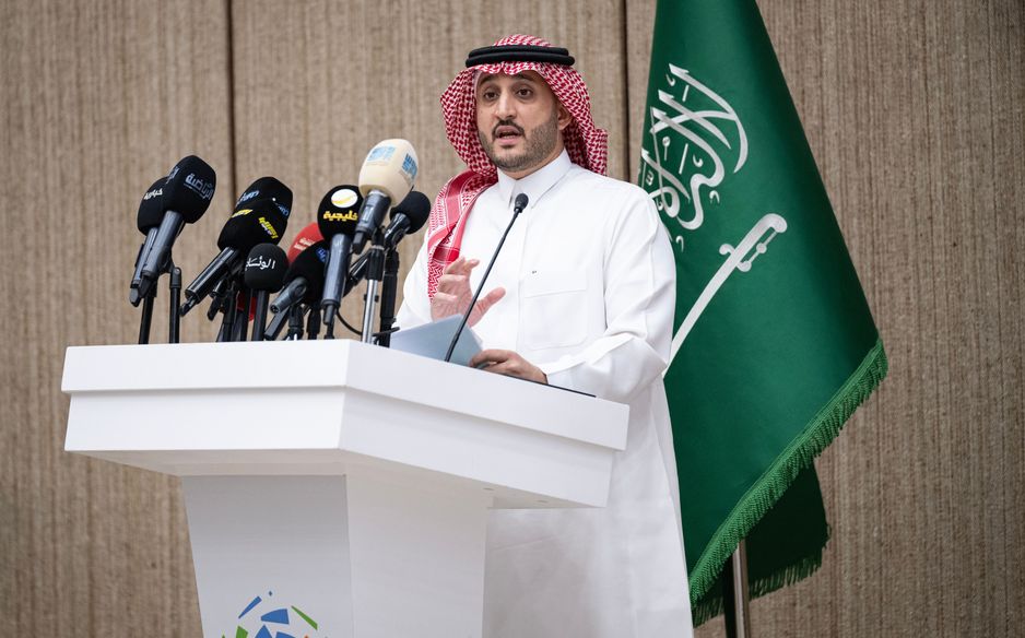 SPL CEO Omar Mugharbel speaking at press conference to announce new PACE mechanism