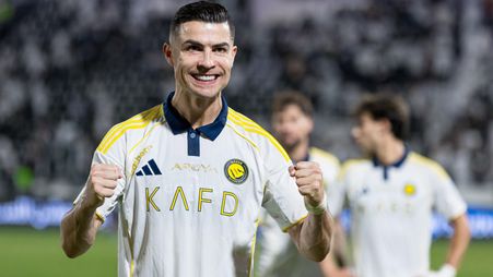Cristiano Ronaldo celebrates Al Nassr win at Al Shabab