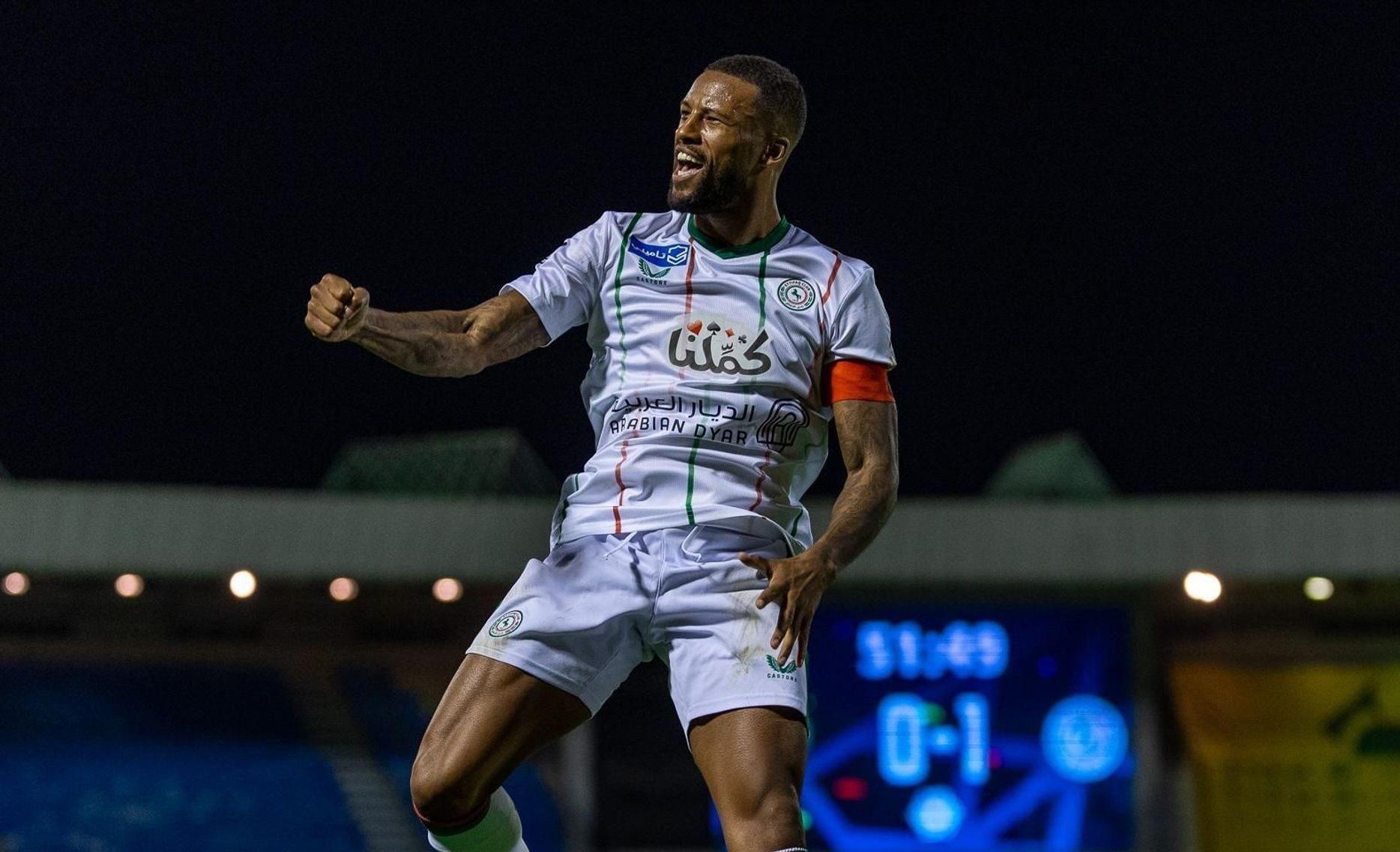 Al Ettifaq captain Georginio Wijnaldum scores at Al Khaleej