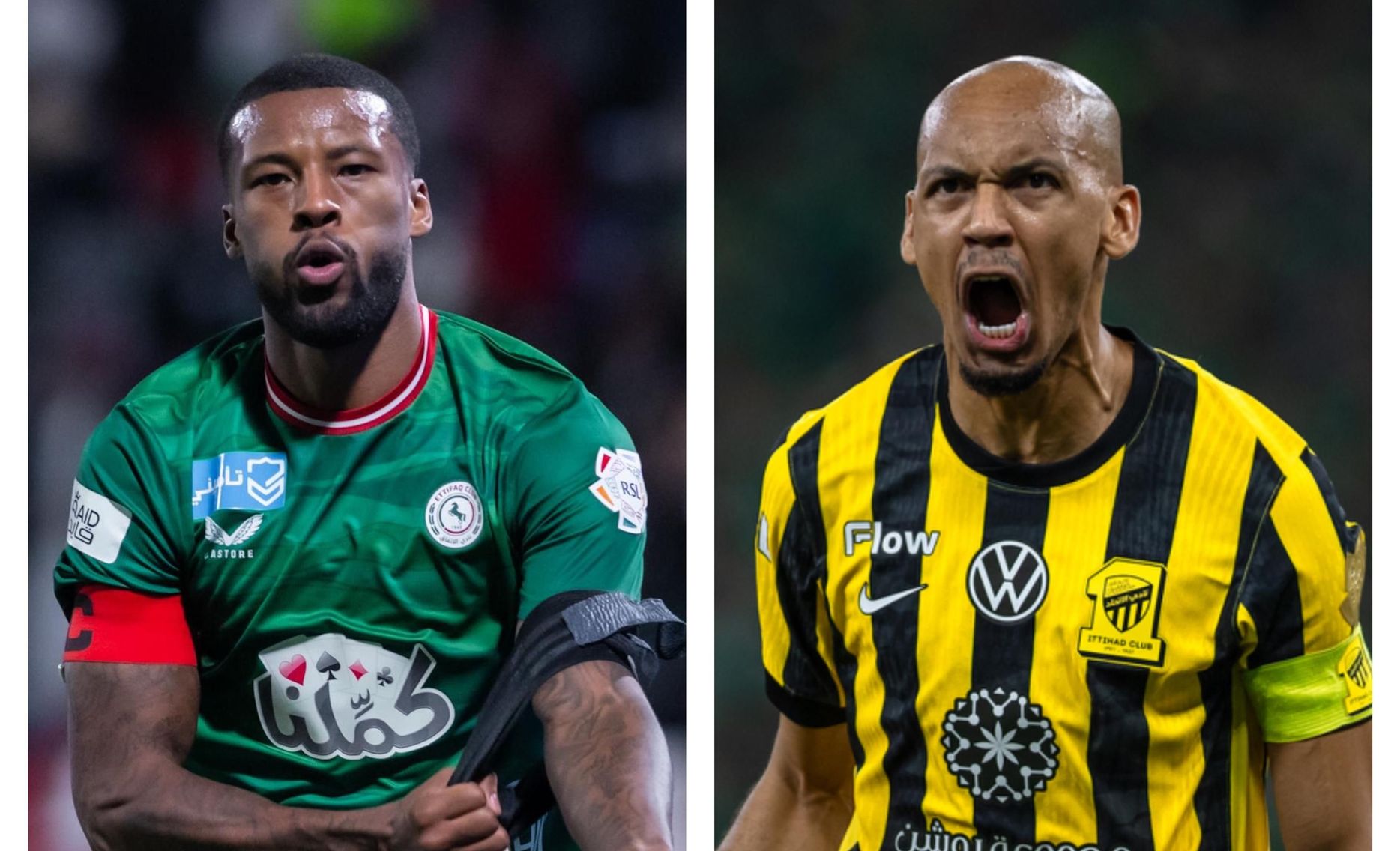 Al Ettifaq's Georginio Wijnaldum and Al Ittihad's Fabinho