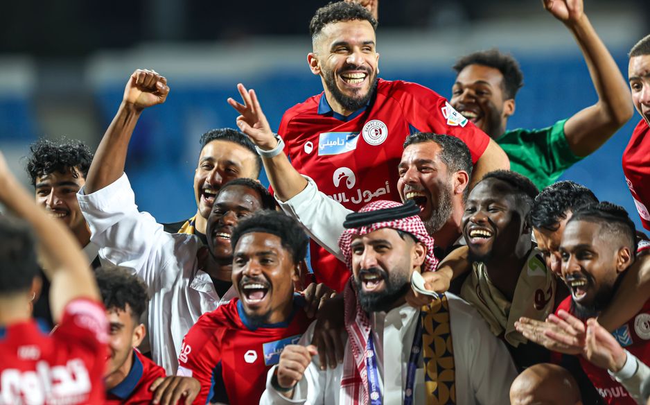 Damac celebrate win v Al Fayha, which could be enough to stay in the RSL