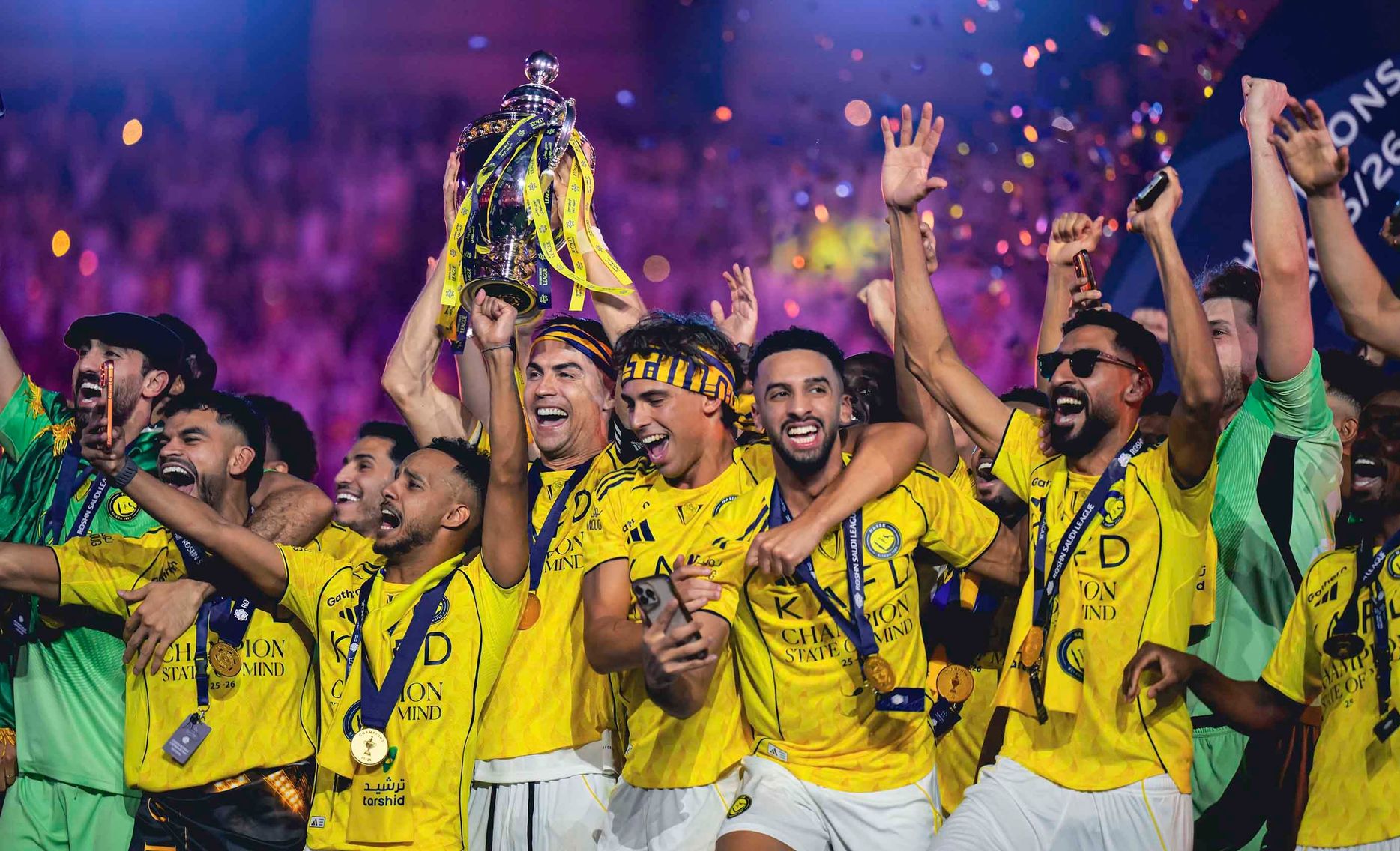 من لحظات تتويج النصر ببطولة دوري روشن السعودي