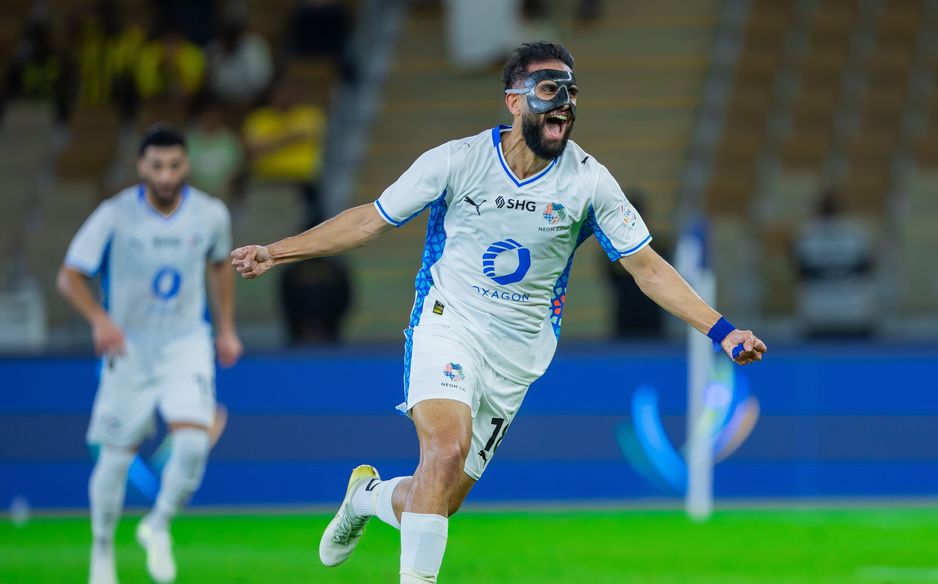 Alaa Al Hajji celebrates scoring for NEOM SC
