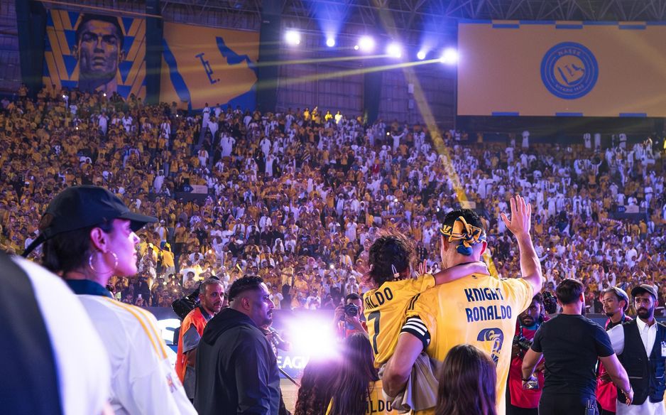 Al Nassr captain Cristiano Ronaldo pays homage to the Al Awwal Park faithful upon title win