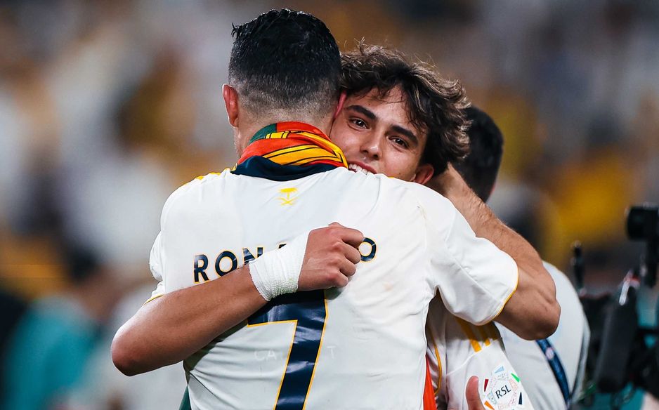 Portugal teammates Cristiano Ronaldo and Joao Felix celebrate Al Nassr's RSL title triumph