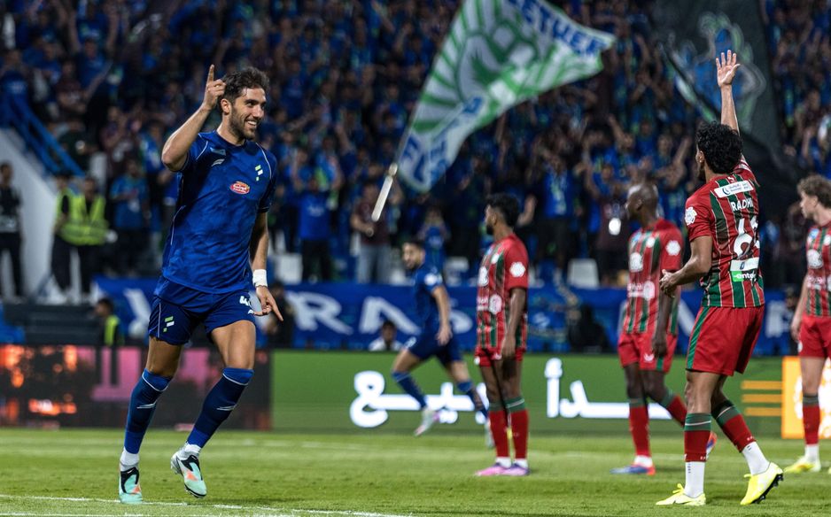 Al Fateh defender Jorge Fernandes raises the roof with his winner v Al Ettifaq