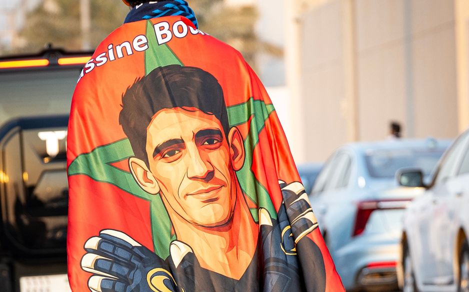 An Al Hilal fan pays tribute to his club's mighty Moroccan, Yassine Bono