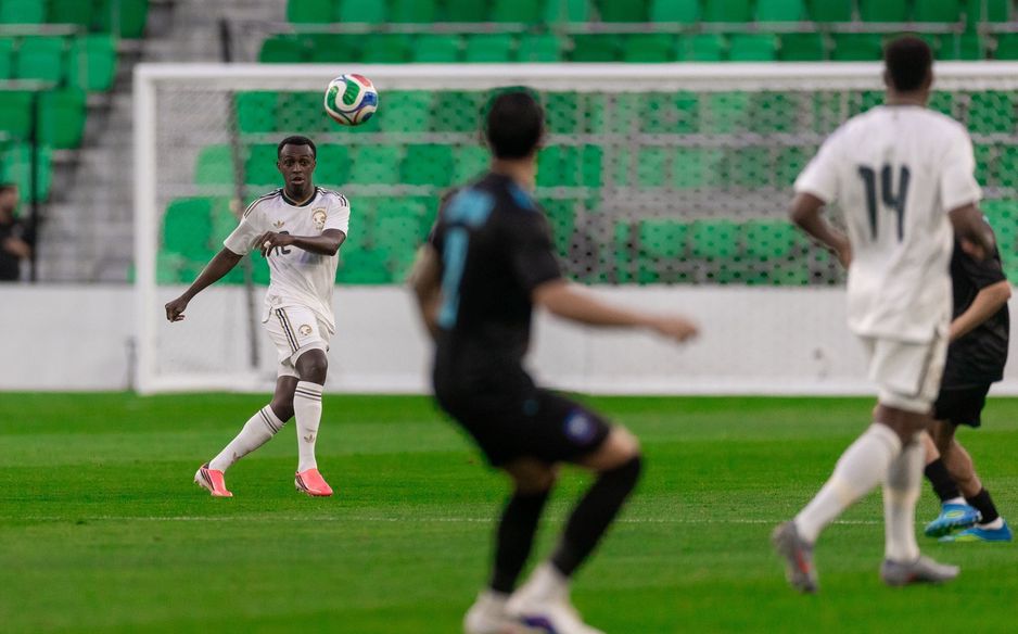 Saud Abdulhamid in action during Saudi Arabia's preps for FIFA World Cup
