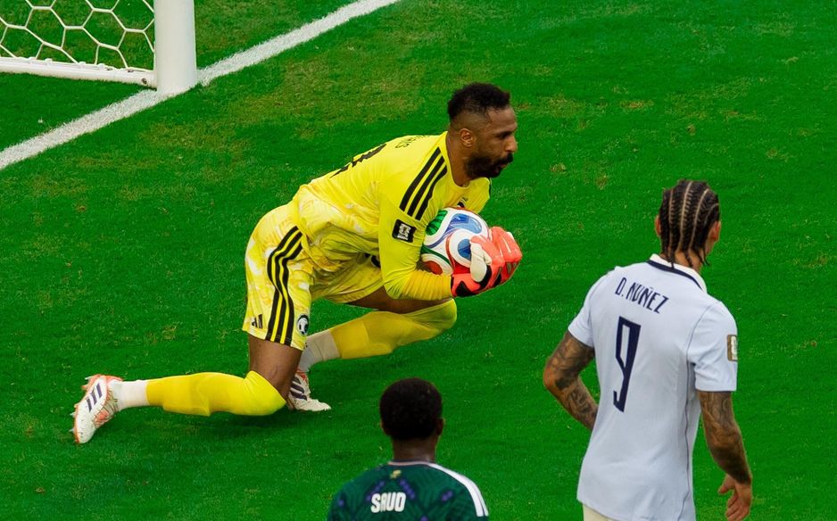 Al Ula goalkeeper Mohammed Al Owais was voted Man of the Match v Uruguay at FIFA World Cup