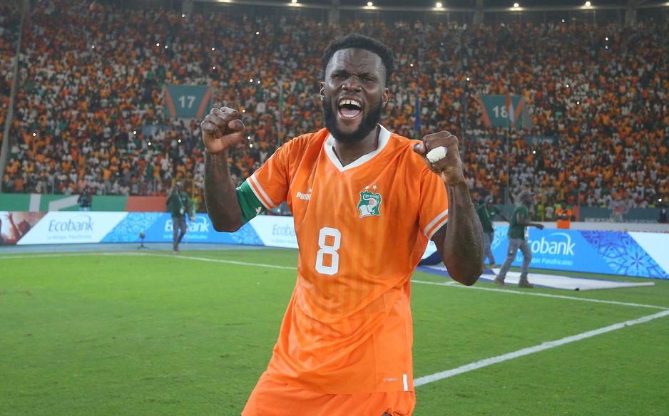 Franck Kessie celebrates sending Cote d'Ivoire past Senegal in 2023 AFCON