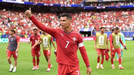 Portugal captain Cristiano Ronaldo reacts to FIFA World Cup win v Uzbekistan