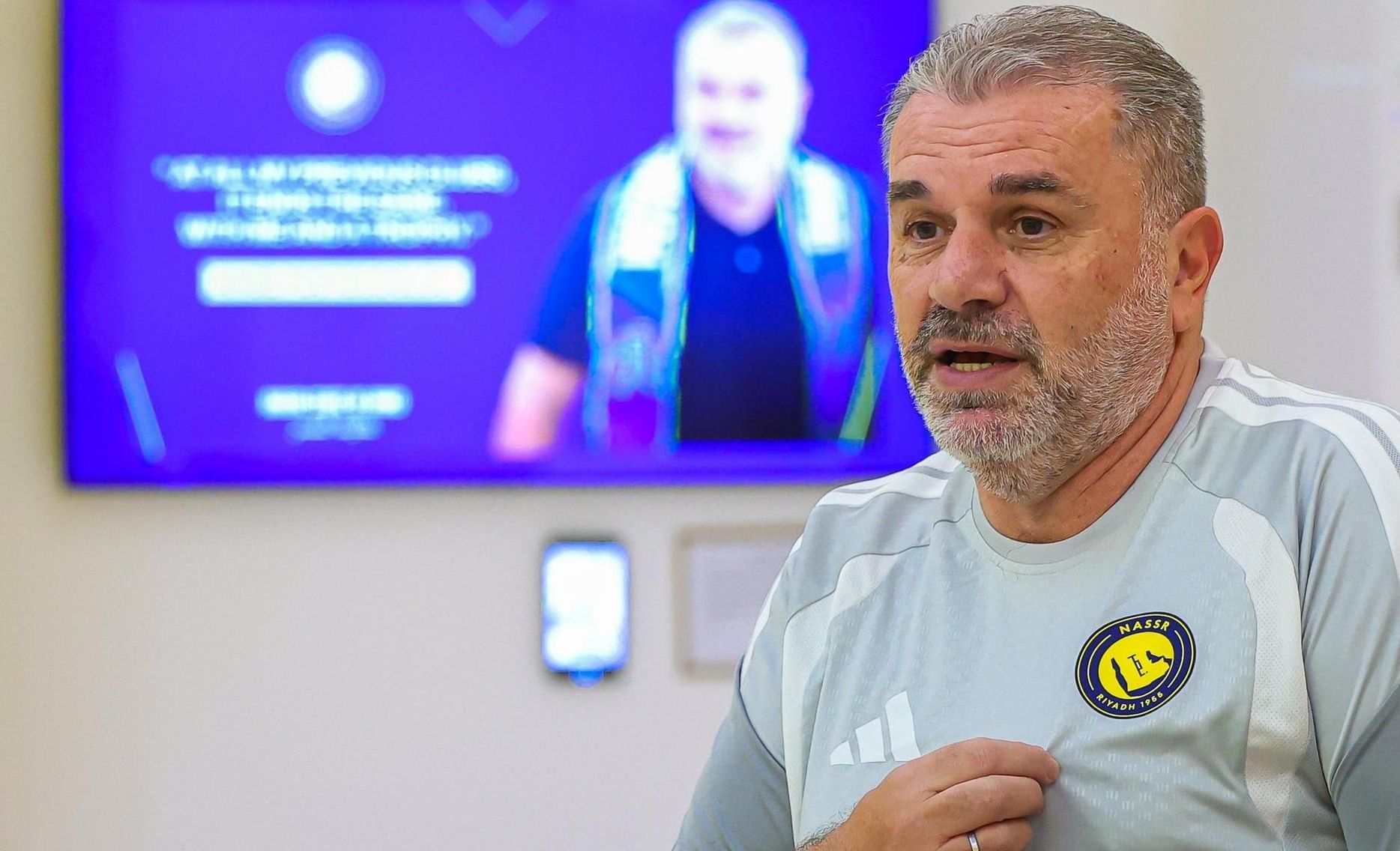 New Al Nassr manager Ange Postecoglou addresses squad for first time